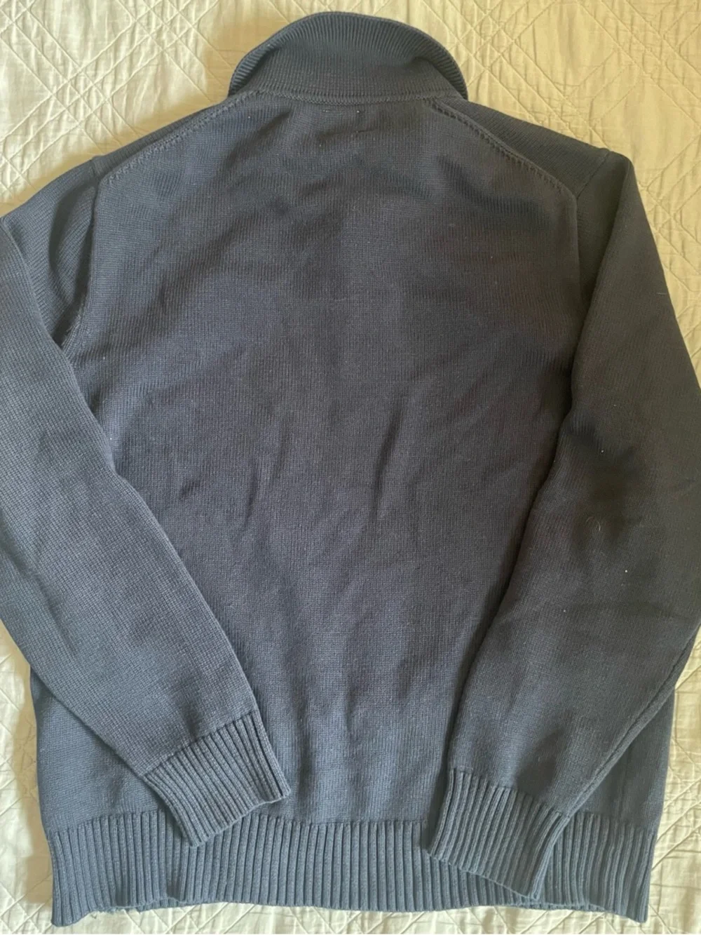 J. CREW‎ Heritage cotton sweater-polo in Navy (DIN) Size L $118 CF782
